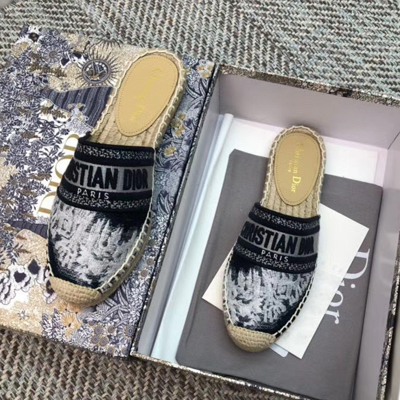 Christian Dior Granville Mules Women Tie & Dye Motif Cotton Blue