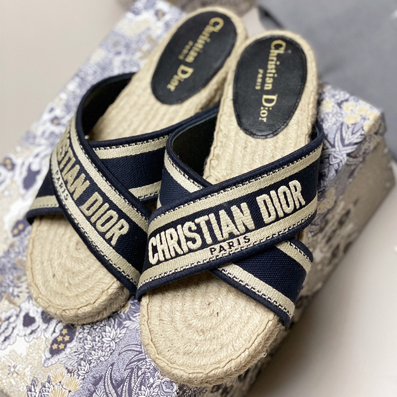 Christian Dior Granville Slide Women Cotton Blue