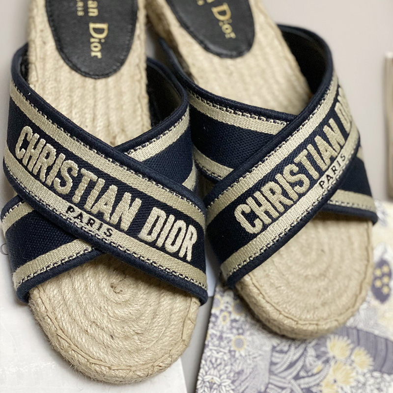 Christian Dior Granville Slide Women Cotton Blue