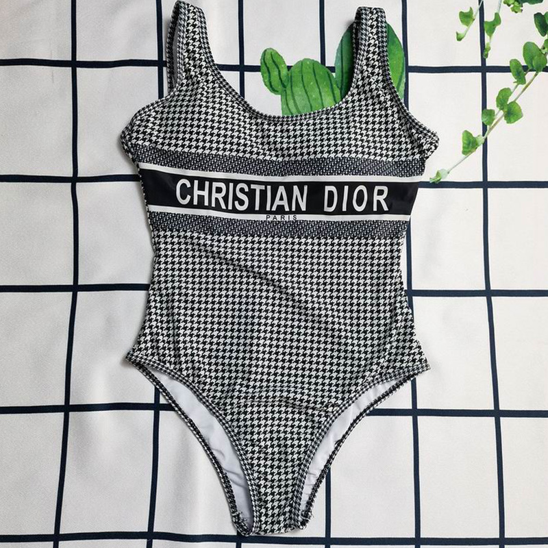 Christian Dior Swimsuit Women Houndstooth Lycra Black