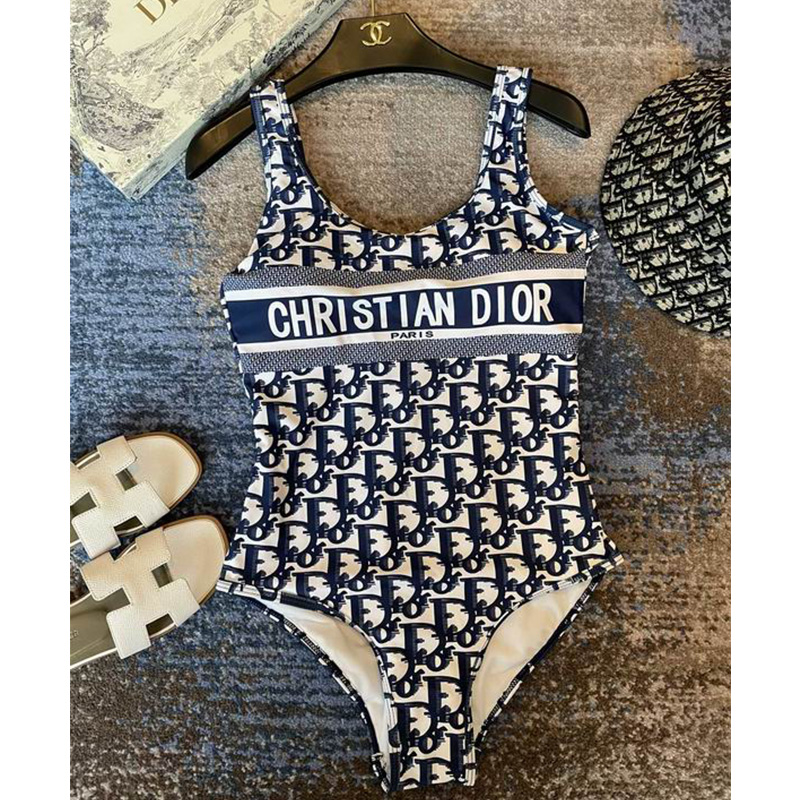 Christian Dior Swimsuit Women Oblique Technical Fabric Blue