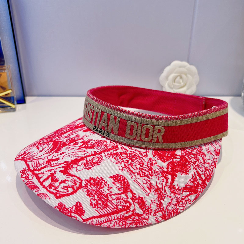 Christian Dior Visor Toile de Jouy Cotton Red