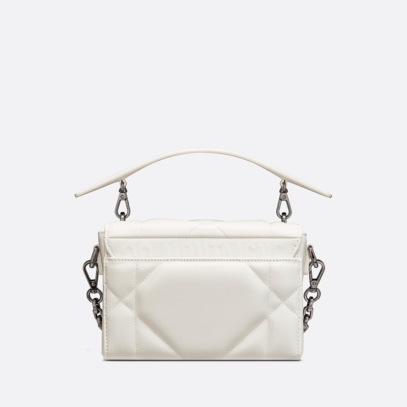 Dior 30 Montaigne Box Bag with Handle Maxicannage Lambskin White