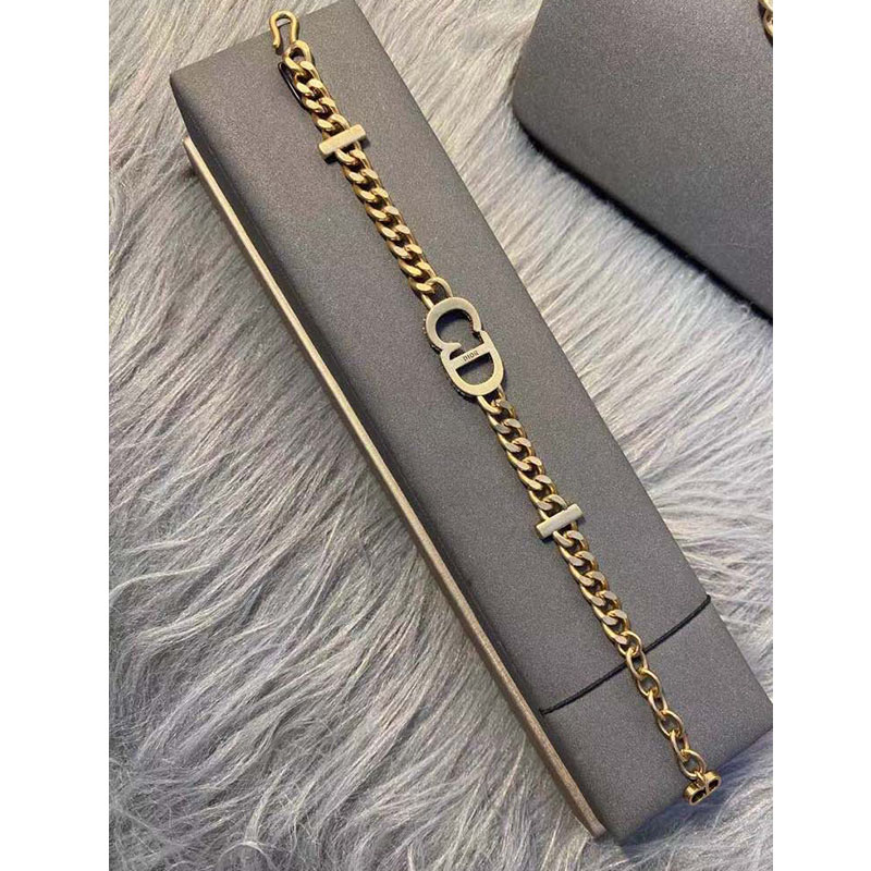 Dior 30 Montaigne Bracelet Metal And White Crystals Gold