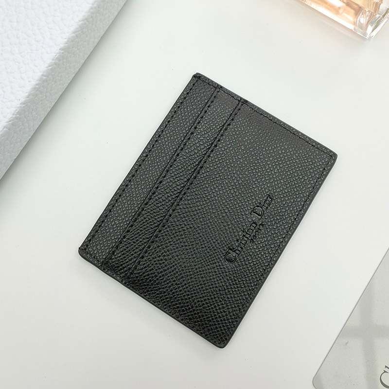 Dior 30 Montaigne Card Holder Grained Calfskin Black