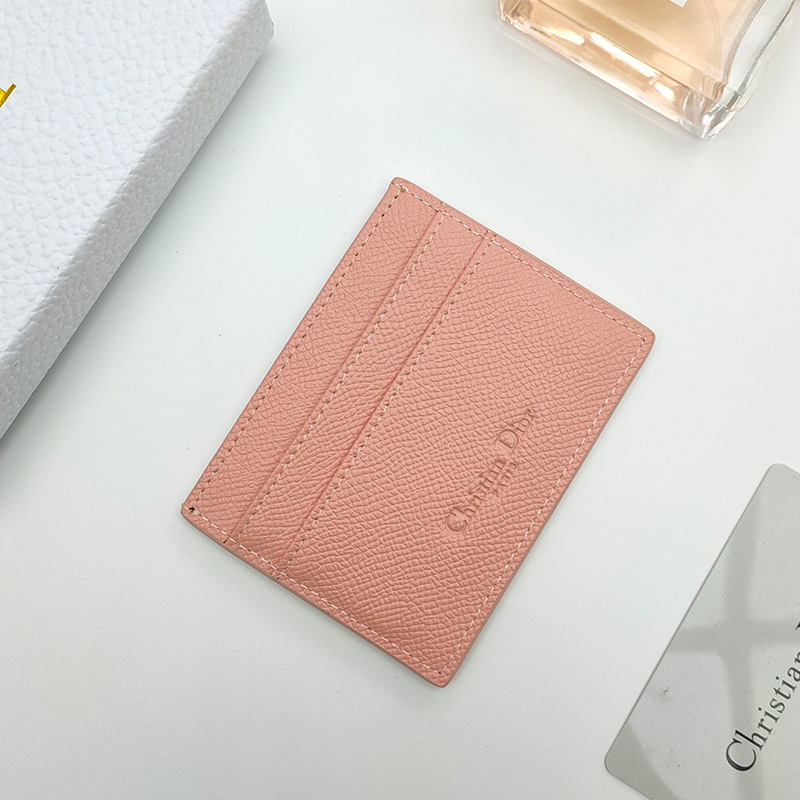 Dior 30 Montaigne Card Holder Grained Calfskin Pink