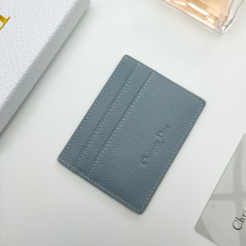 Dior 30 Montaigne Card Holder Grained Calfskin Sky Blue