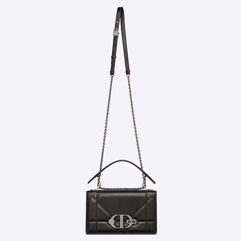 Dior 30 Montaigne Chain Bag with Handle Maxicannage Lambskin Black