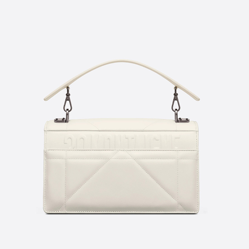 Dior 30 Montaigne Chain Bag with Handle Maxicannage Lambskin White