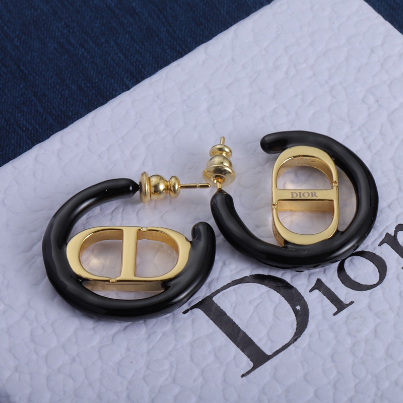 Dior 30 Montaigne Earrings Metal and Lacquer Gold/Black
