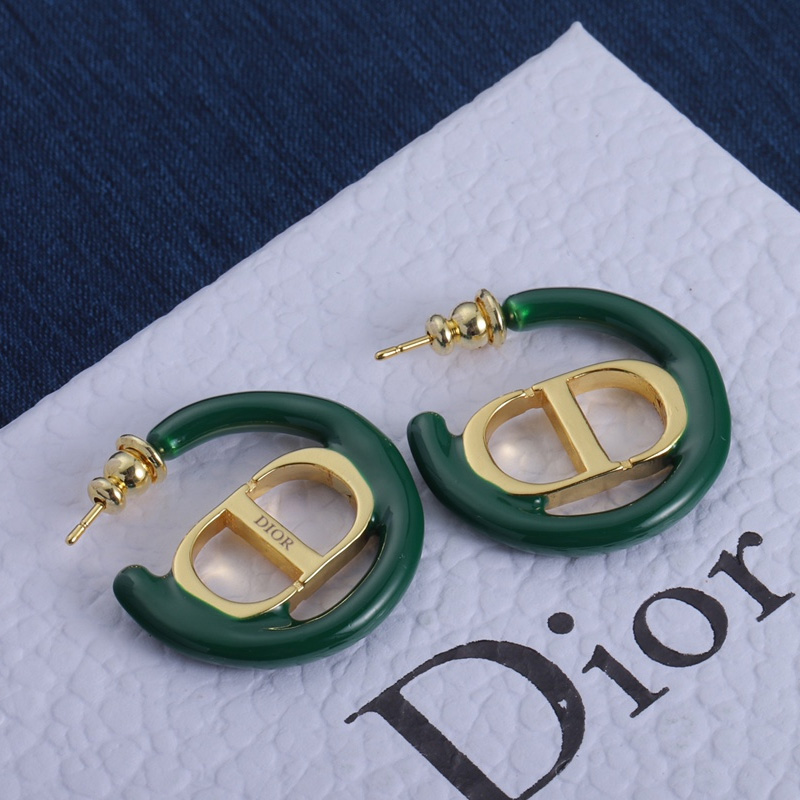 Dior 30 Montaigne Earrings Metal and Lacquer Gold/Green