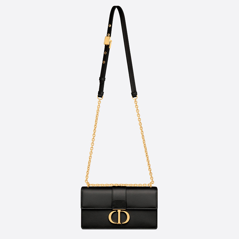 Dior 30 Montaigne East-West Bag With Chain Calfskin Black