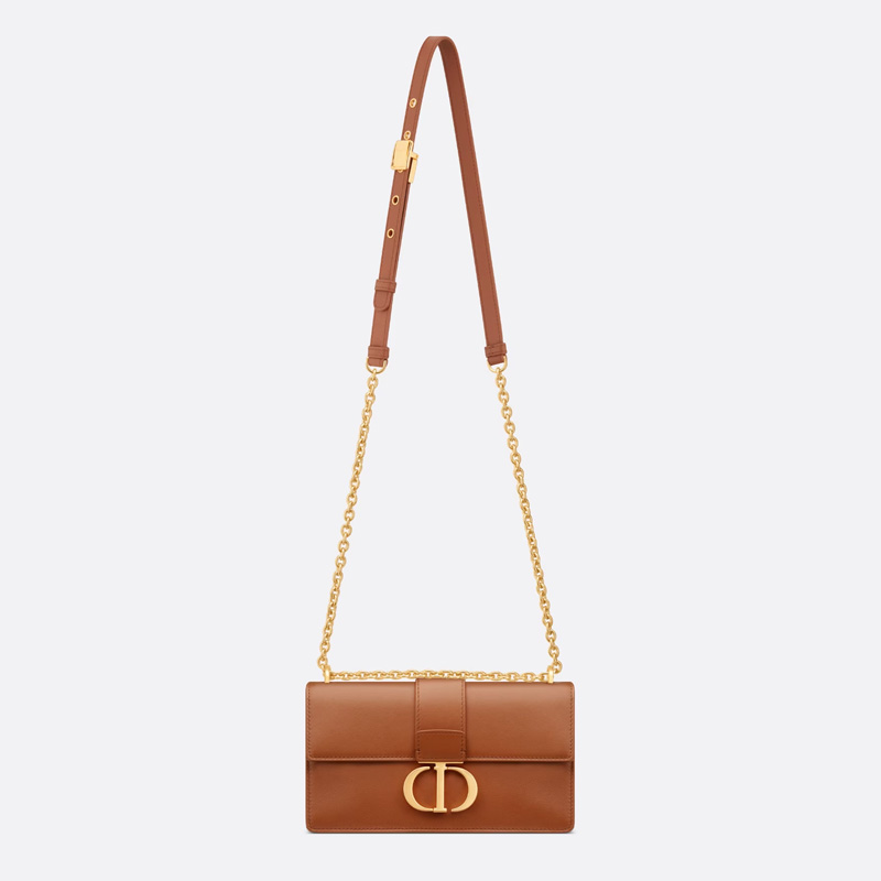 Dior 30 Montaigne East-West Bag With Chain Calfskin Brown