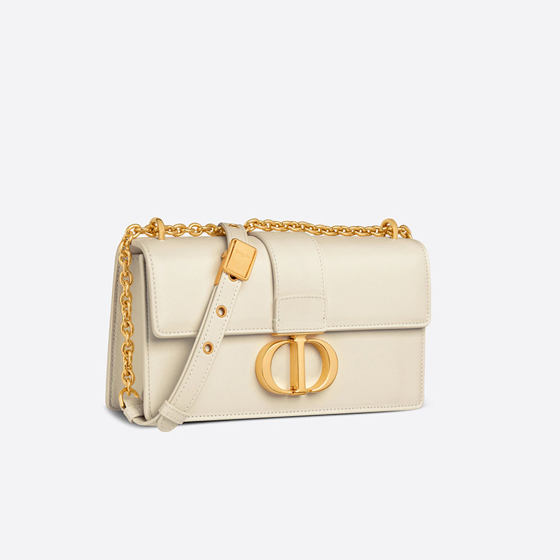 Dior 30 Montaigne East-West Bag With Chain Calfskin White