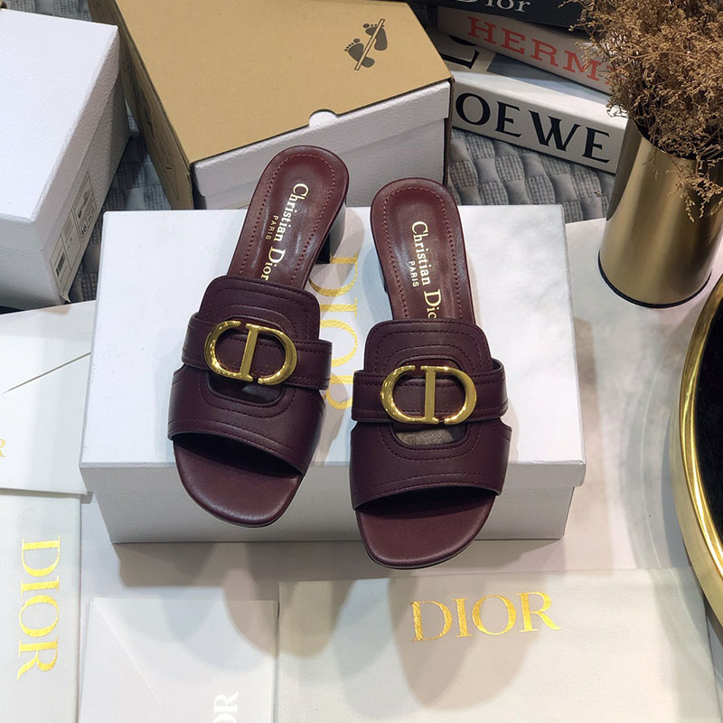 Dior 30 Montaigne Heeled Slides Women Calfskin Burgundy