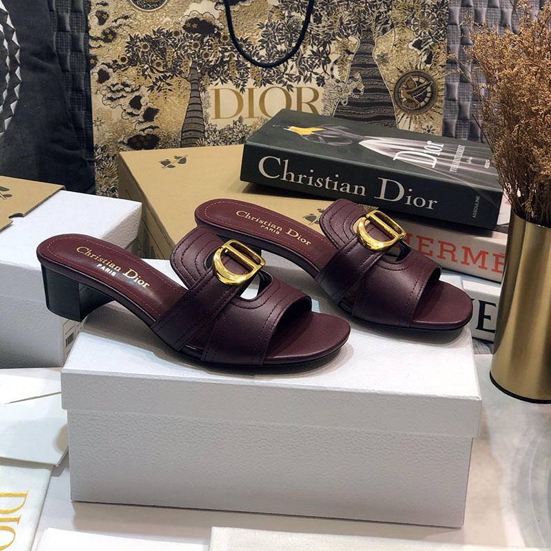 Dior 30 Montaigne Heeled Slides Women Calfskin Burgundy