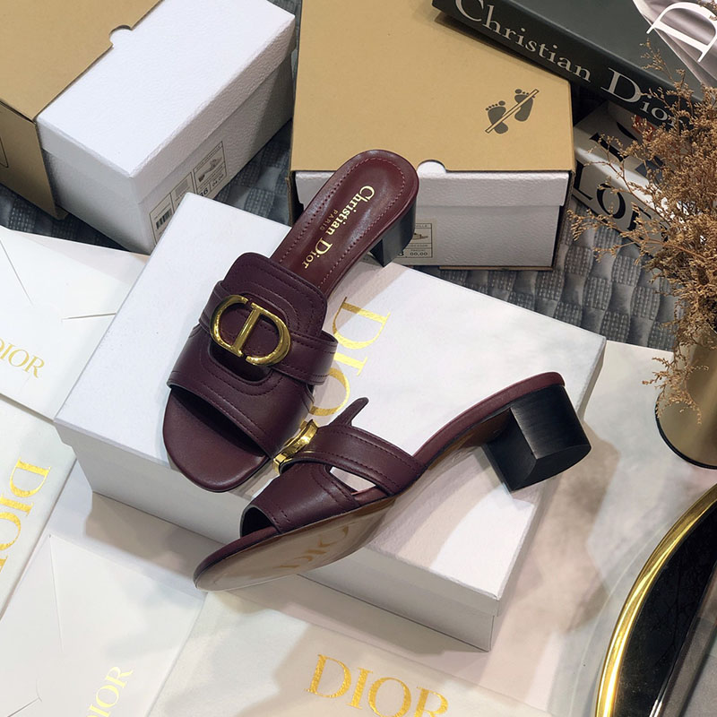 Dior 30 Montaigne Heeled Slides Women Calfskin Burgundy