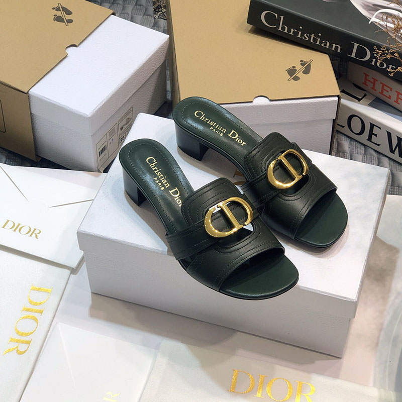 Dior 30 Montaigne Heeled Slides Women Calfskin Green