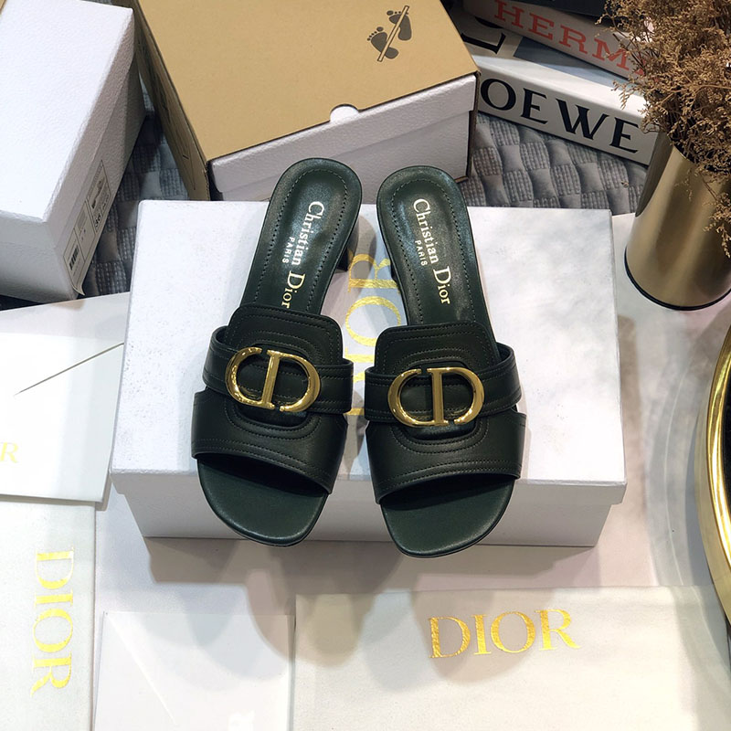 Dior 30 Montaigne Heeled Slides Women Calfskin Green