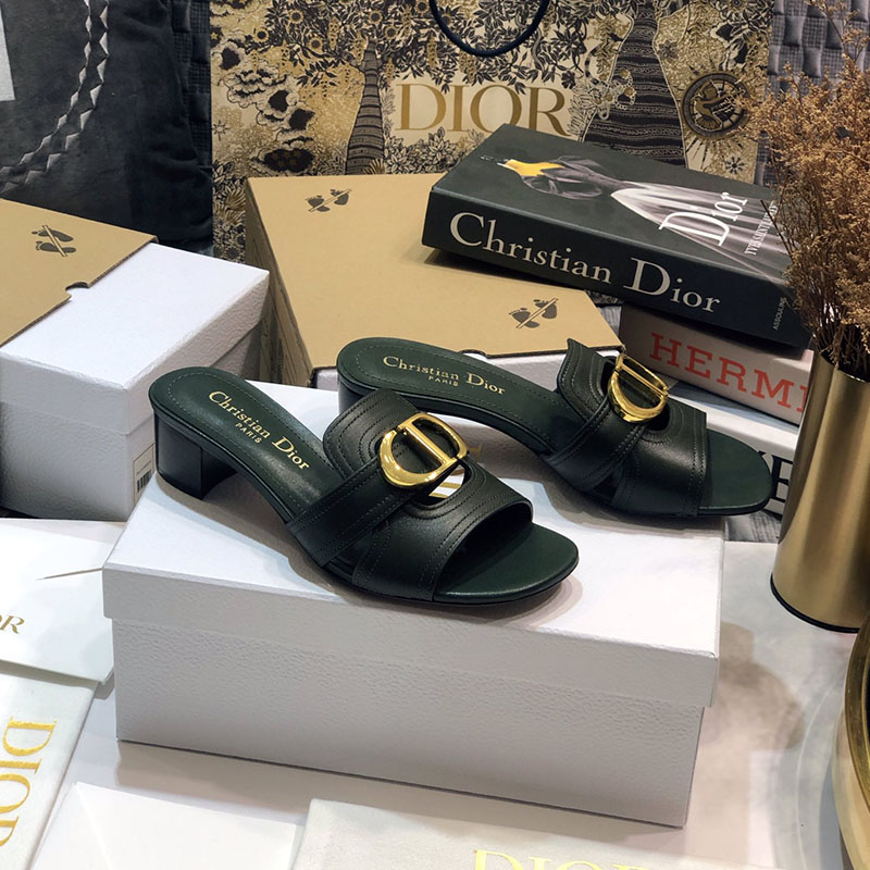 Dior 30 Montaigne Heeled Slides Women Calfskin Green