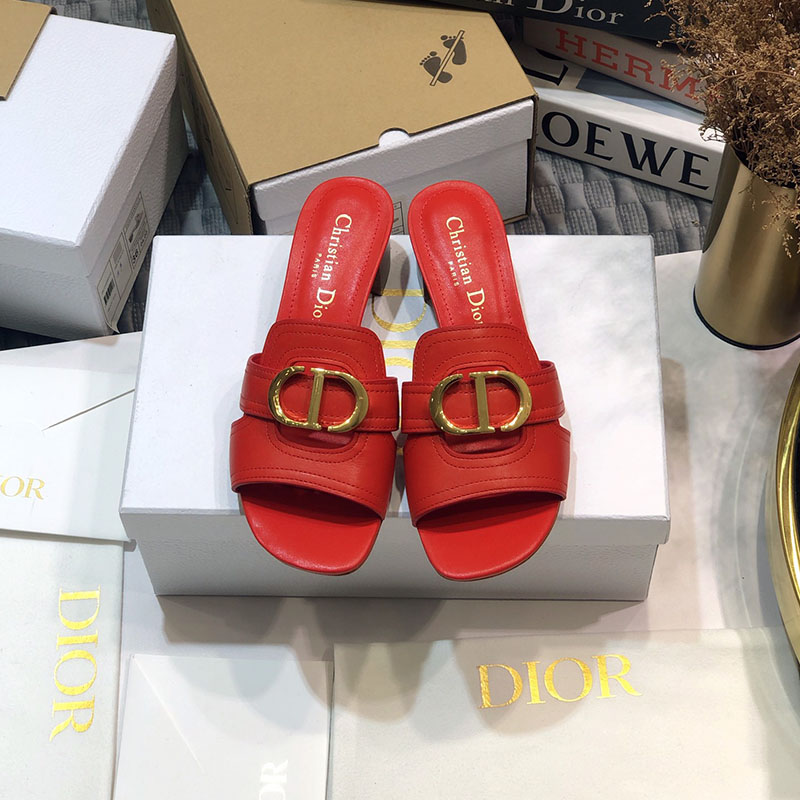 Dior 30 Montaigne Heeled Slides Women Calfskin Red