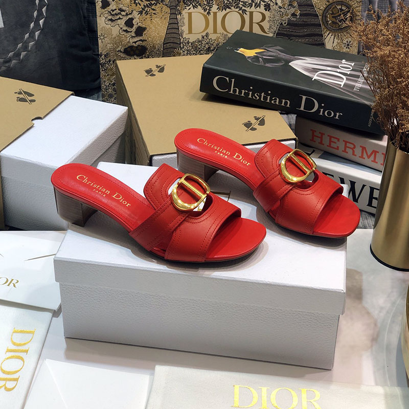 Dior 30 Montaigne Heeled Slides Women Calfskin Red