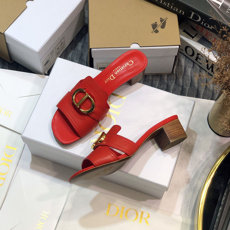 Dior 30 Montaigne Heeled Slides Women Calfskin Red