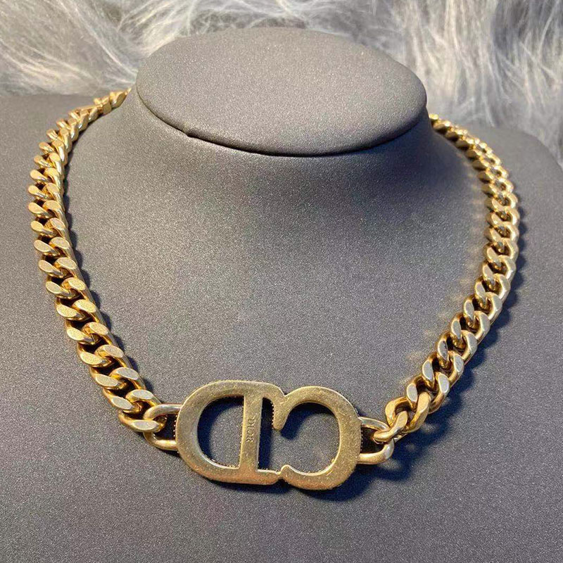 Dior 30 Montaigne Necklace Metal And White Crystals Gold