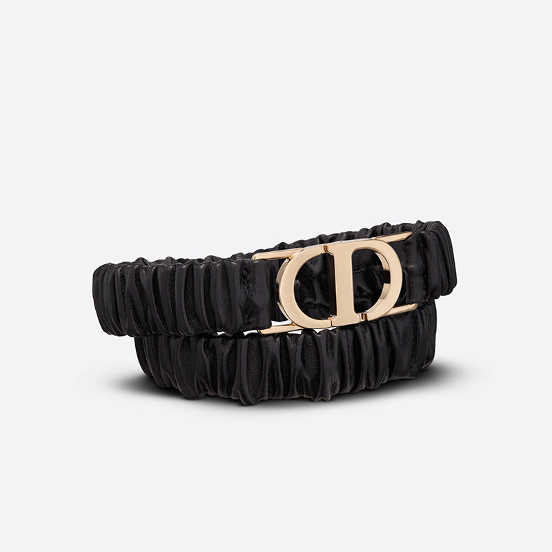 Dior 30 Montaigne Stretch Belt Pleated Lambskin Black/Gold