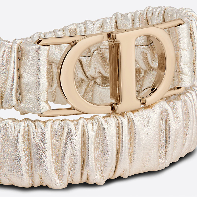 Dior 30 Montaigne Stretch Belt Pleated Lambskin Gold/Gold