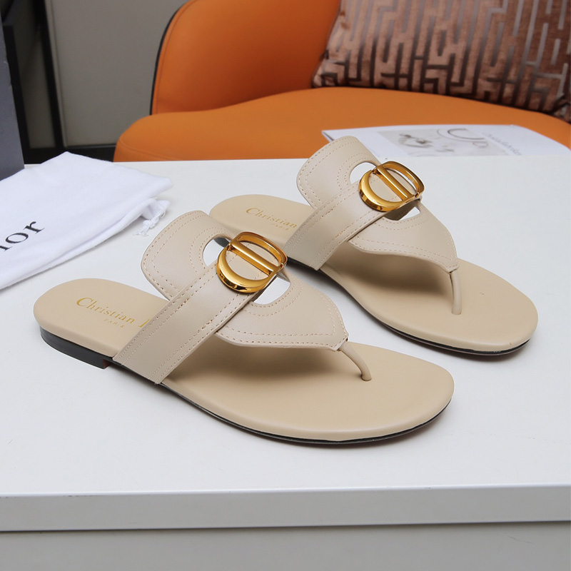 Dior 30 Montaigne Thong Slides Women Calfskin Apricot