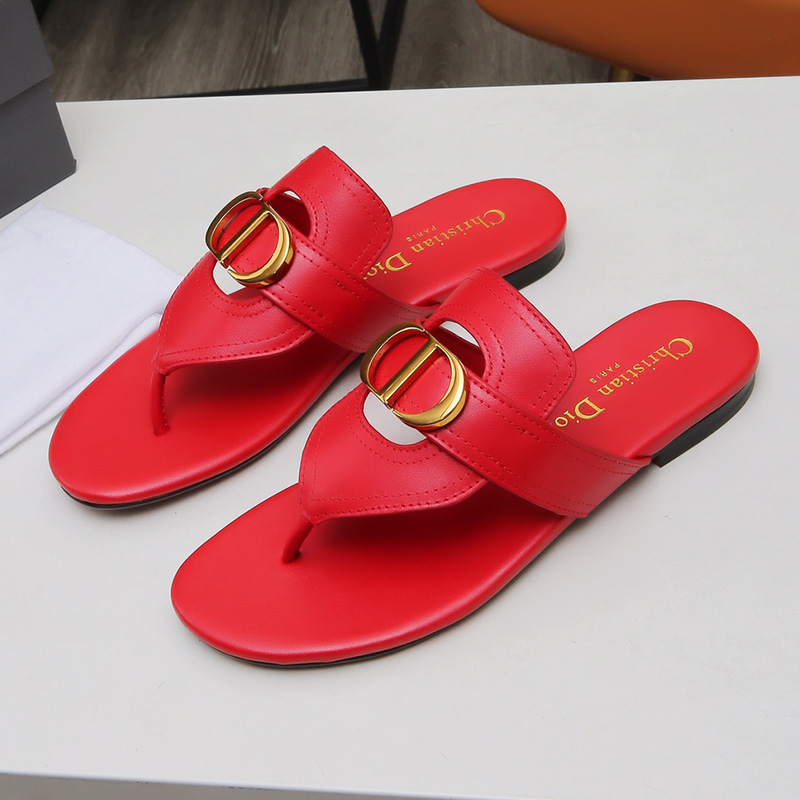 Dior 30 Montaigne Thong Slides Women Calfskin Red