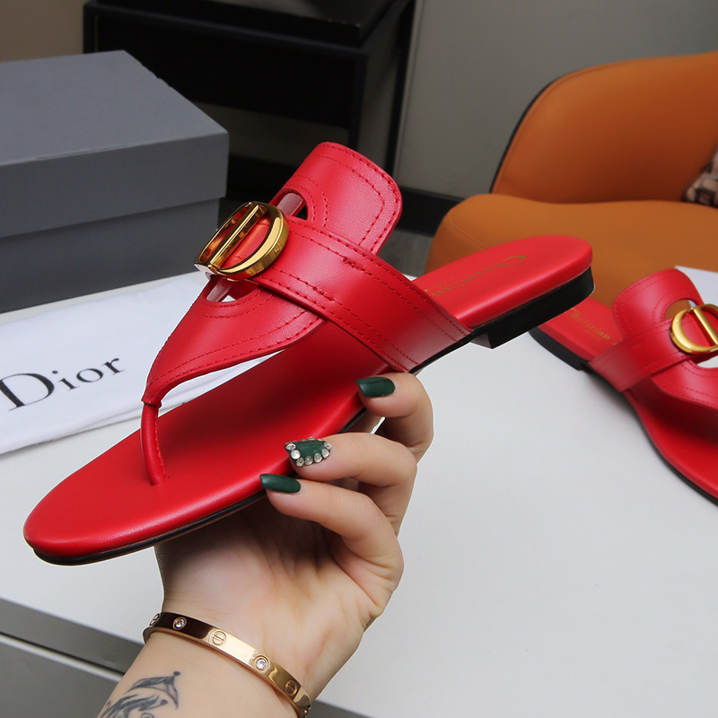 Dior 30 Montaigne Thong Slides Women Calfskin Red