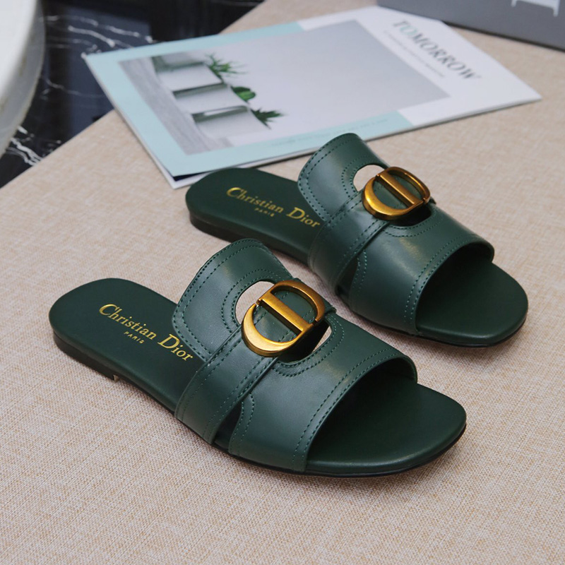 Dior 30 Montaigne Slides Women Calfskin Green