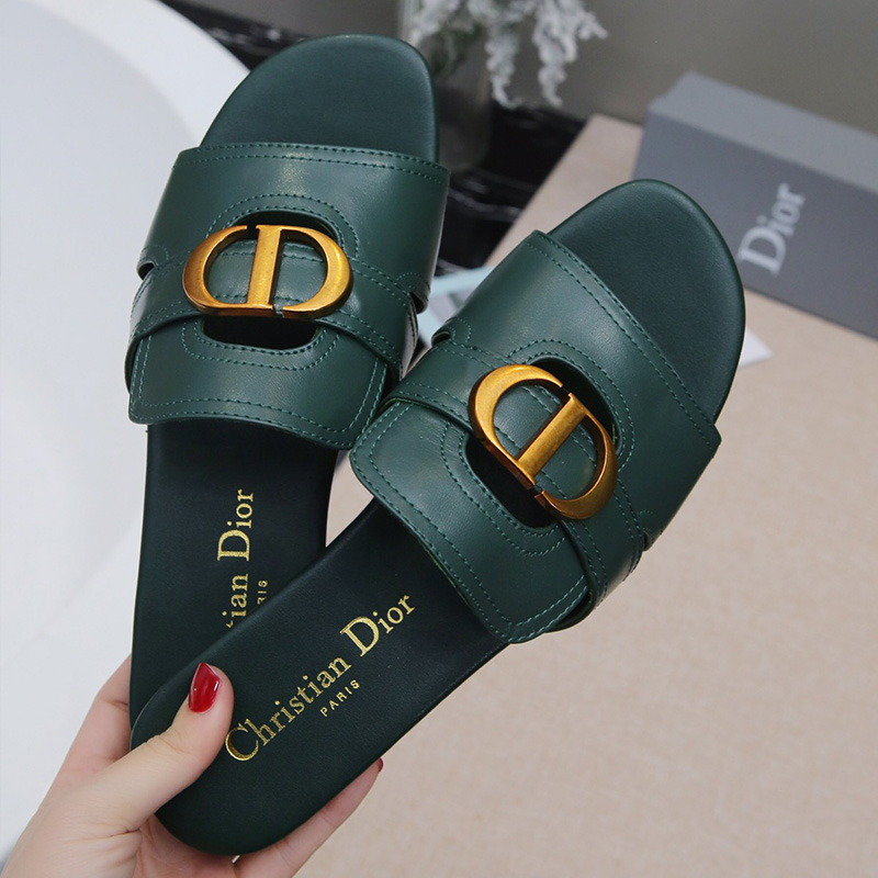 Dior 30 Montaigne Slides Women Calfskin Green