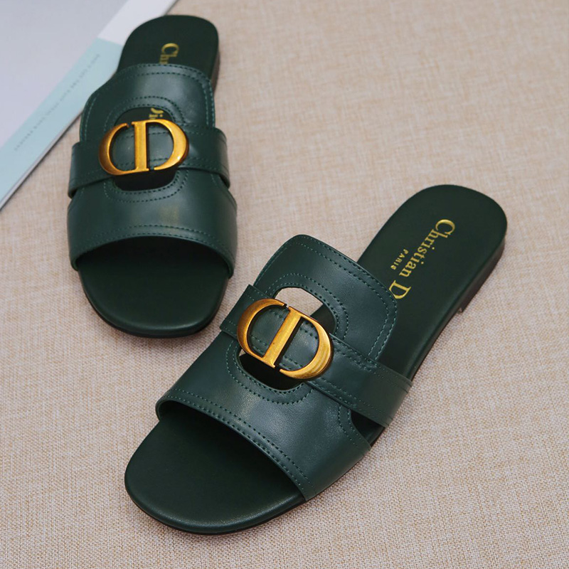 Dior 30 Montaigne Slides Women Calfskin Green