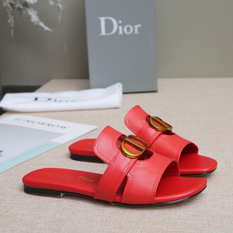 Dior 30 Montaigne Slides Women Calfskin Red