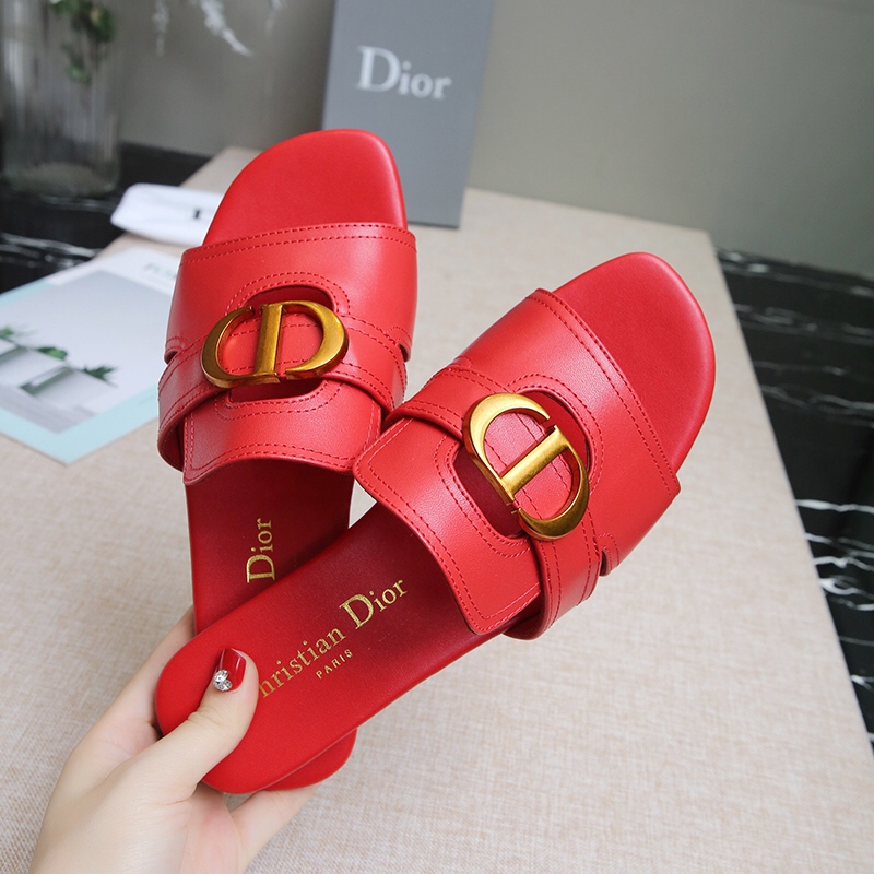 Dior 30 Montaigne Slides Women Calfskin Red