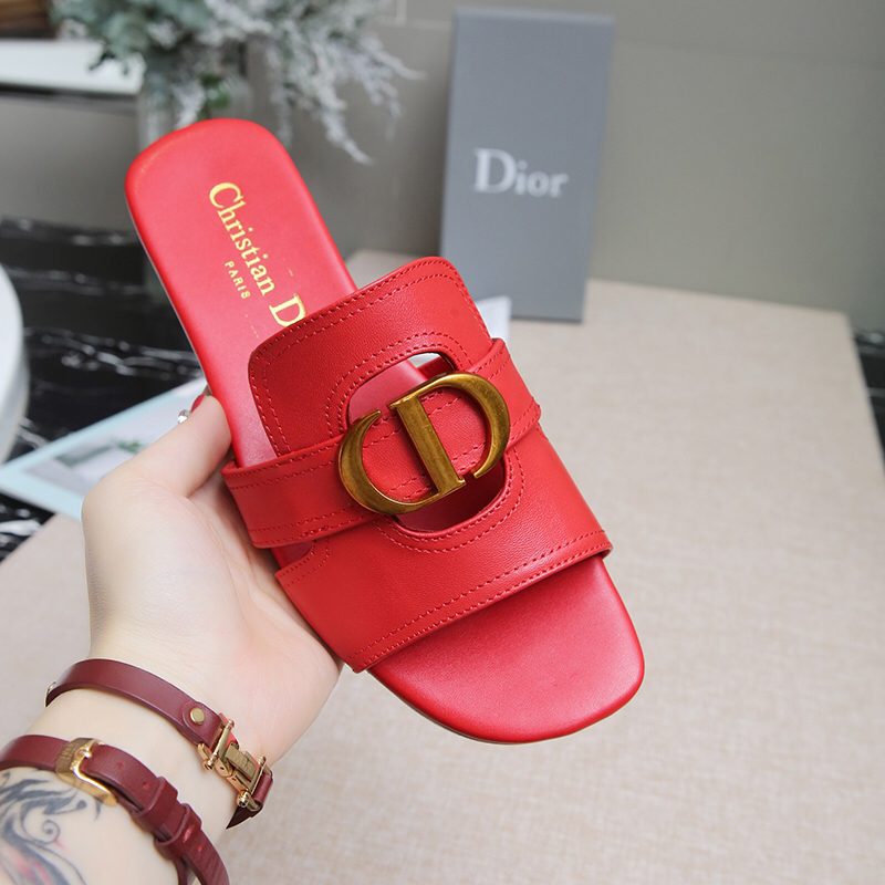 Dior 30 Montaigne Slides Women Calfskin Red