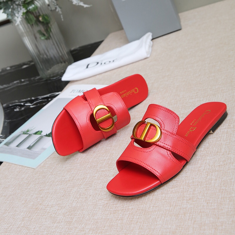 Dior 30 Montaigne Slides Women Calfskin Red