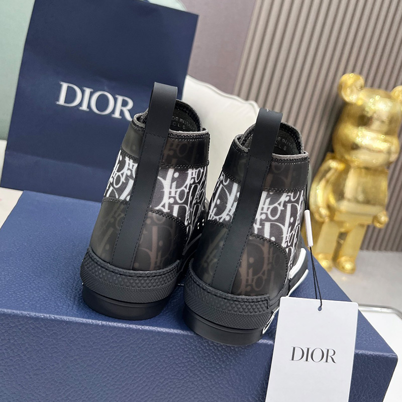 Dior B23 High-Top Sneakers Unisex Oblique Motif Canvas Black