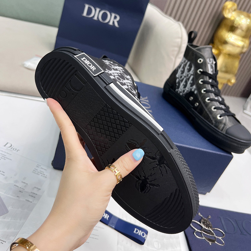 Dior B23 High-Top Sneakers Unisex Oblique Motif Canvas Black