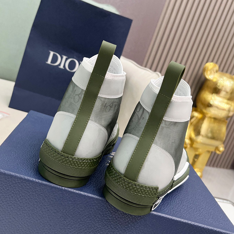 Dior B23 High-Top Sneakers Unisex Oblique Motif Canvas Green