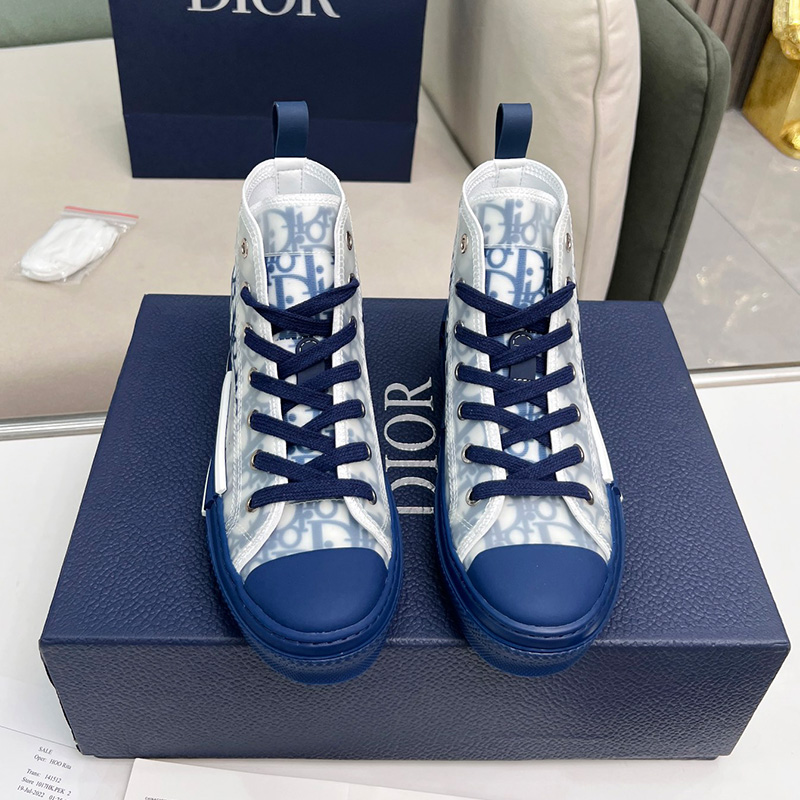 Dior B23 High-Top Sneakers Unisex Oblique Motif Canvas Navy Blue