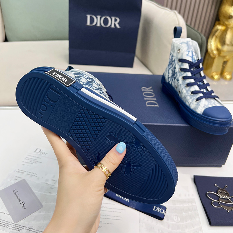 Dior B23 High-Top Sneakers Unisex Oblique Motif Canvas Navy Blue