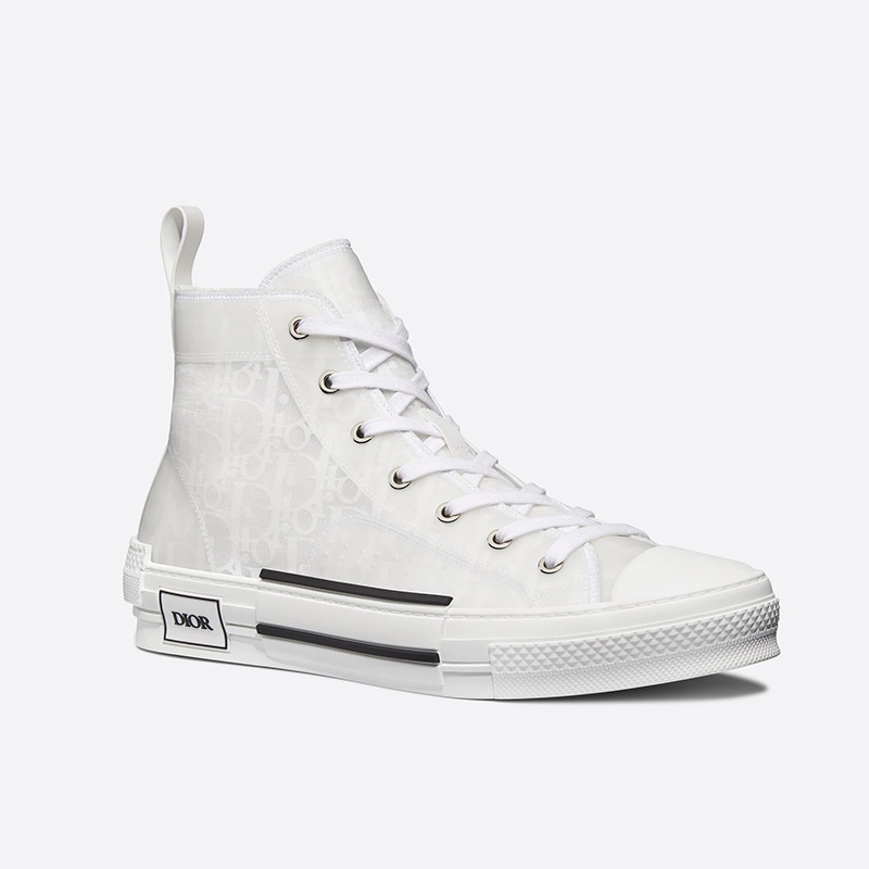Dior B23 High-Top Sneakers Unisex Oblique Motif Canvas White