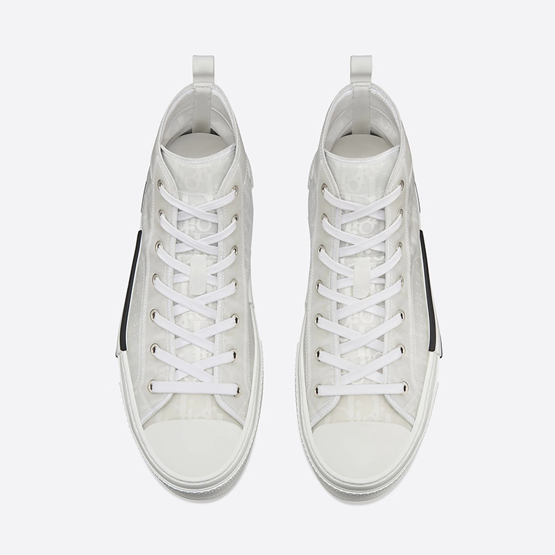 Dior B23 High-Top Sneakers Unisex Oblique Motif Canvas White