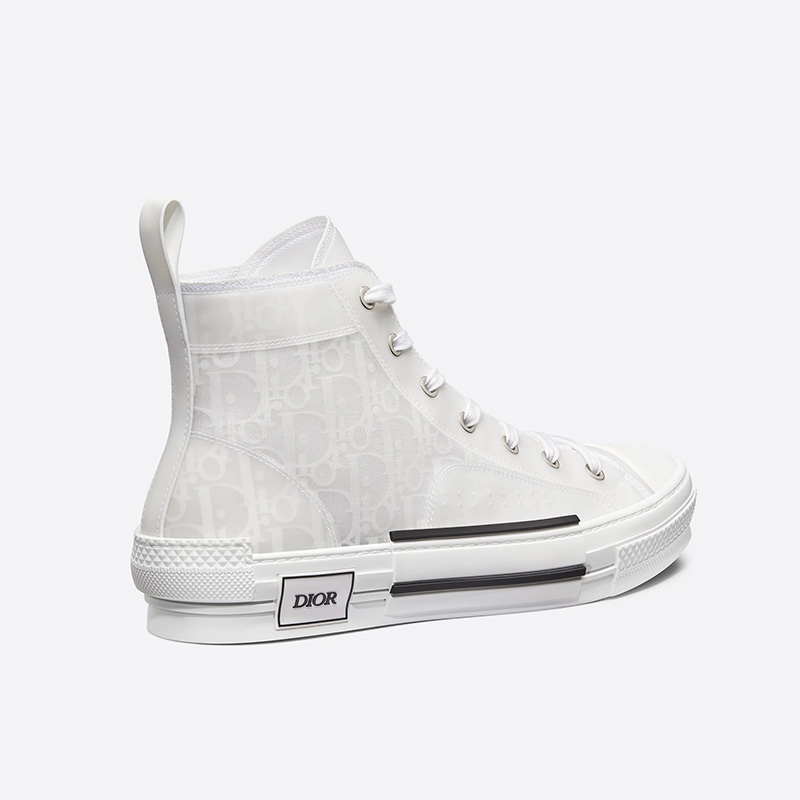 Dior B23 High-Top Sneakers Unisex Oblique Motif Canvas White