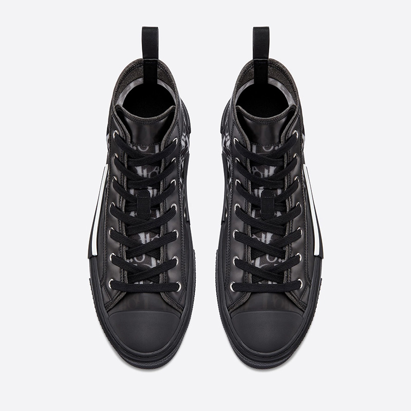 Dior B23 High-Top Sneakers Unisex Oblique Motif Canvas with Calfskin Black