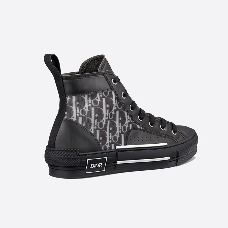 Dior B23 High-Top Sneakers Unisex Oblique Motif Canvas with Calfskin Black